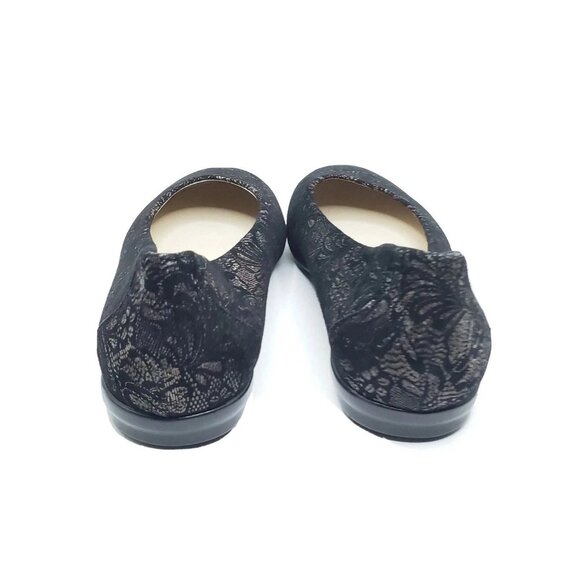 SAS Dream Comfort Flat Black Floral Fabric Round Toe Womens US 7.5 Made in USA - Picture 5 of 9